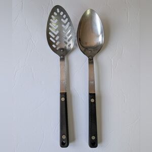Ekco Flint Vanadium Stainless Steel Slotted And Serving Spoon Set